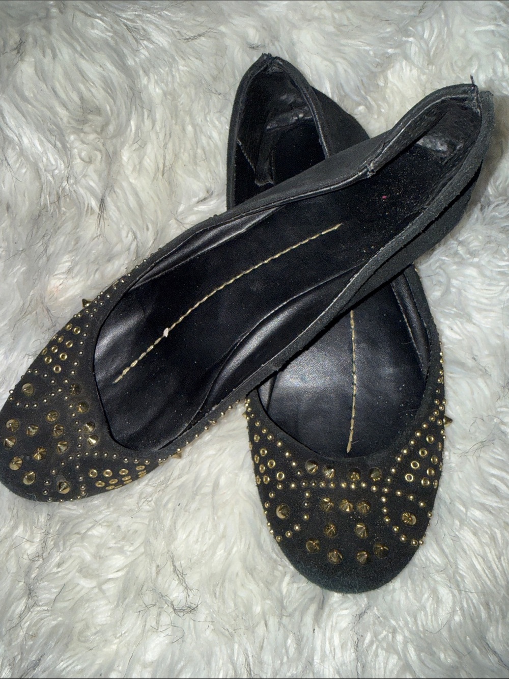 Dolce Vita Black Ballet Flats with Gold Studs